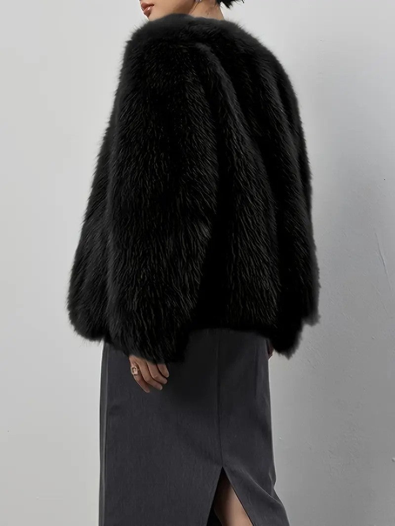 Elegant Faux Fur Long Sleeve Coat
