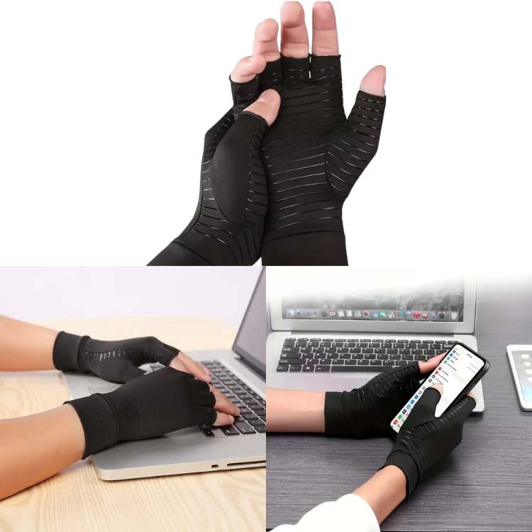 Copper Fiber Stress Relief Fingerless Gloves