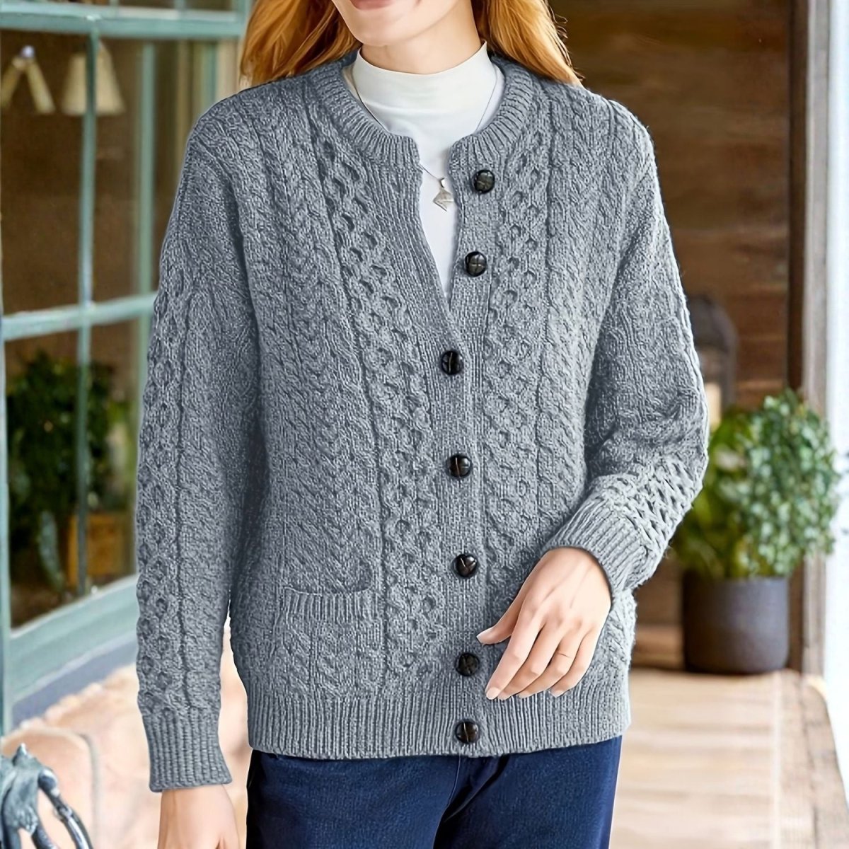 Cable Knit Button Cardigan - Women Knit Cardigan - Wild Eye Vision