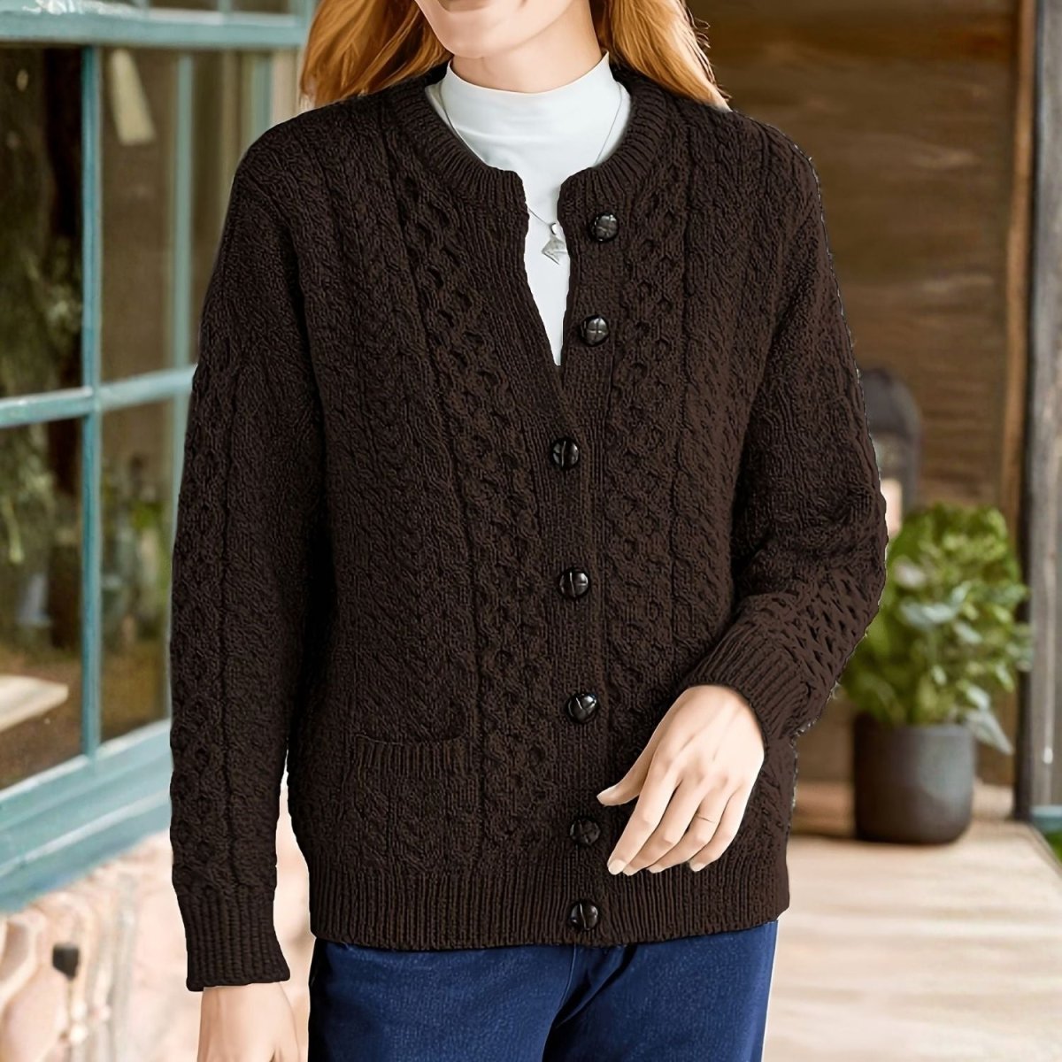 Cable Knit Button Cardigan - Women Knit Cardigan - Wild Eye Vision