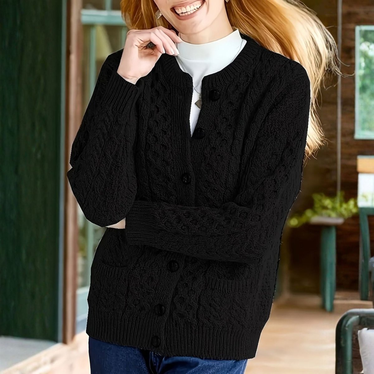 Cable Knit Button Cardigan - Women Knit Cardigan - Wild Eye Vision
