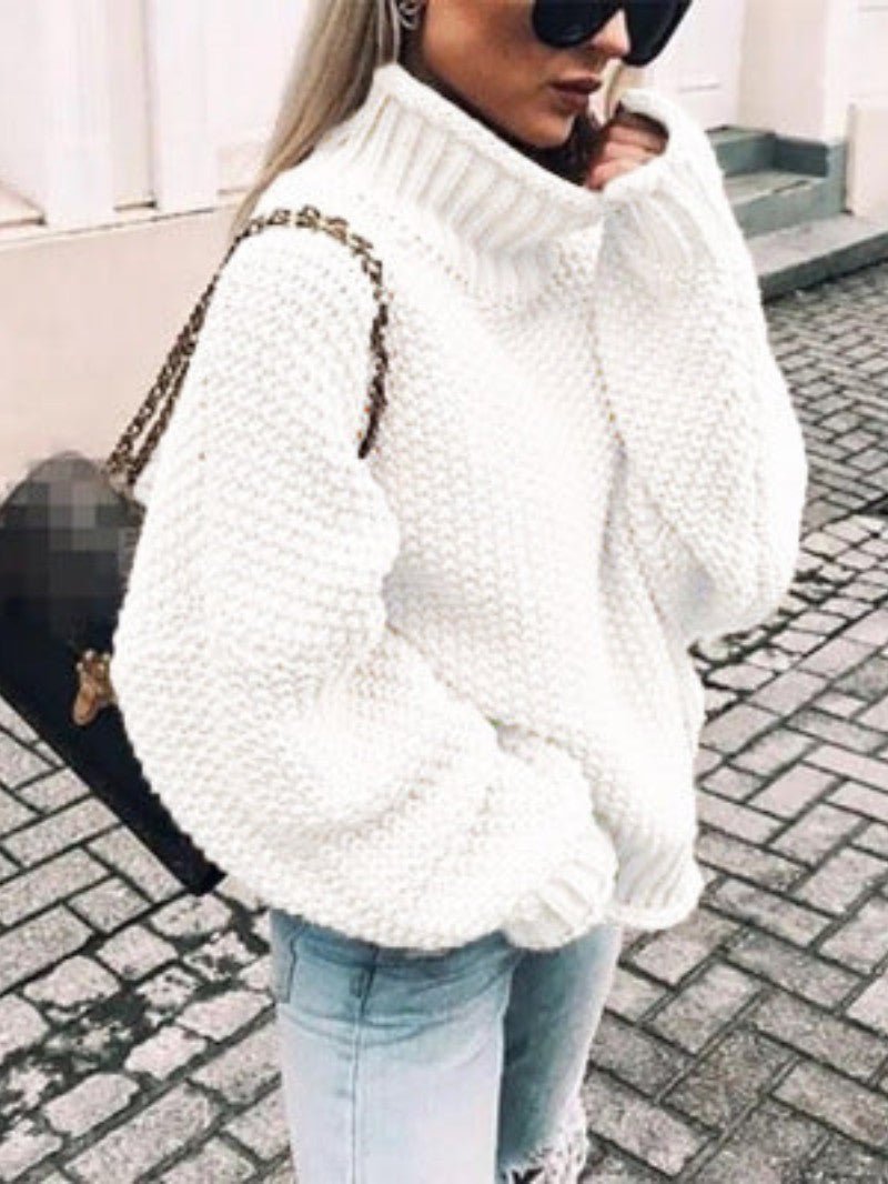 Chunky Knit Turtleneck Jumper - Women Knitted Jumper - Wild Eye Vision