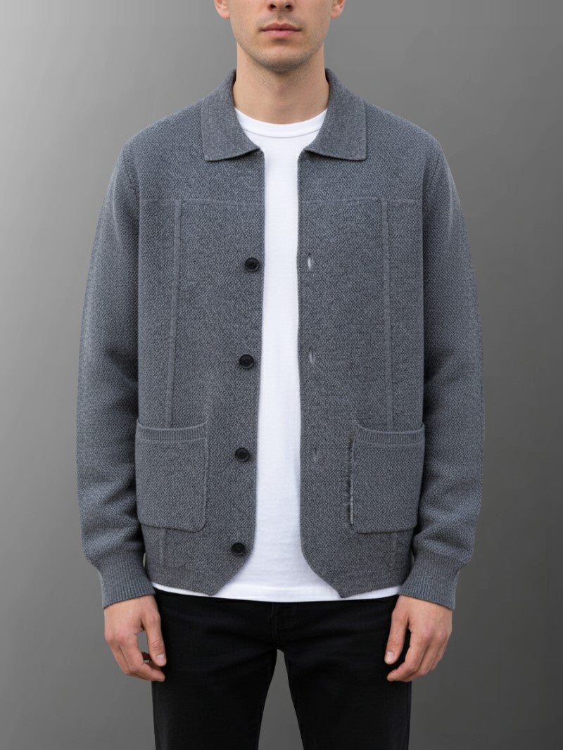 Classic Collared Knit Cardigan - Men Cardigan - Wild Eye Vision