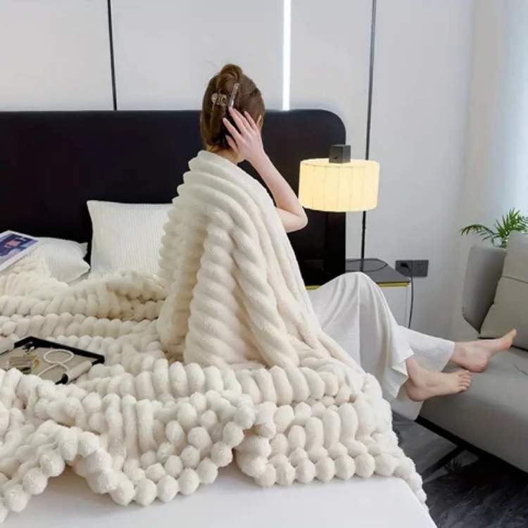 CloudStripe Faux Fur Weighted Blanket - Blanket - Wild Eye Vision