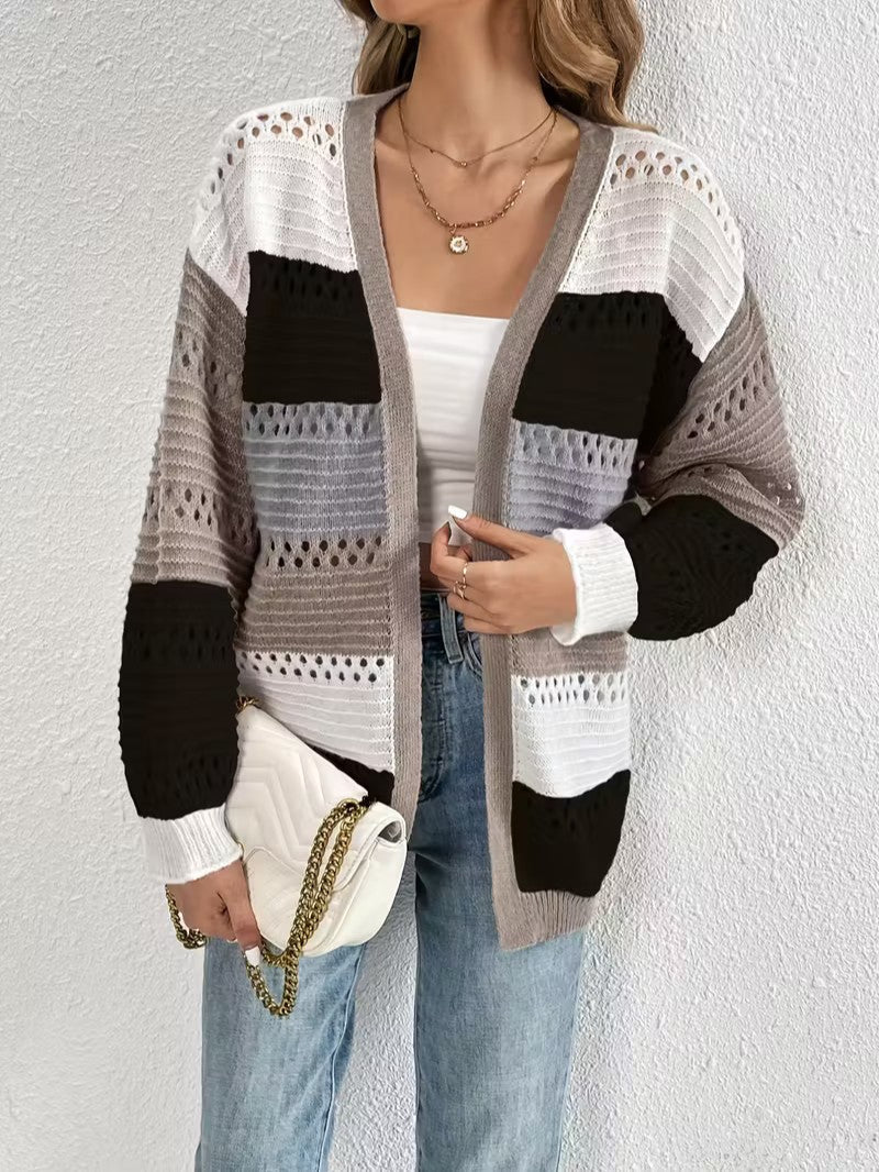 Color Block Knit Cardigan - Women Knit Cardigan - Wild Eye Vision