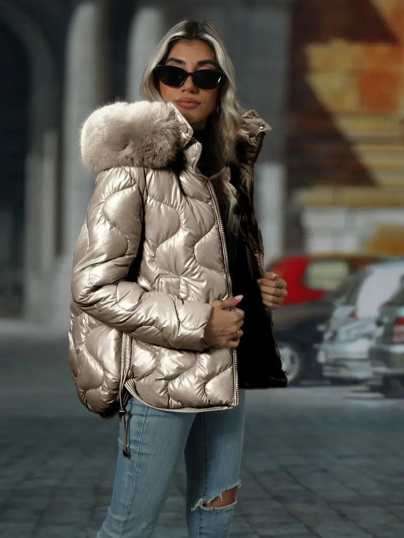 Detachable Hood Full - Zip Winter Jacket - Women's Winter Jacket - Wild Eye Vision