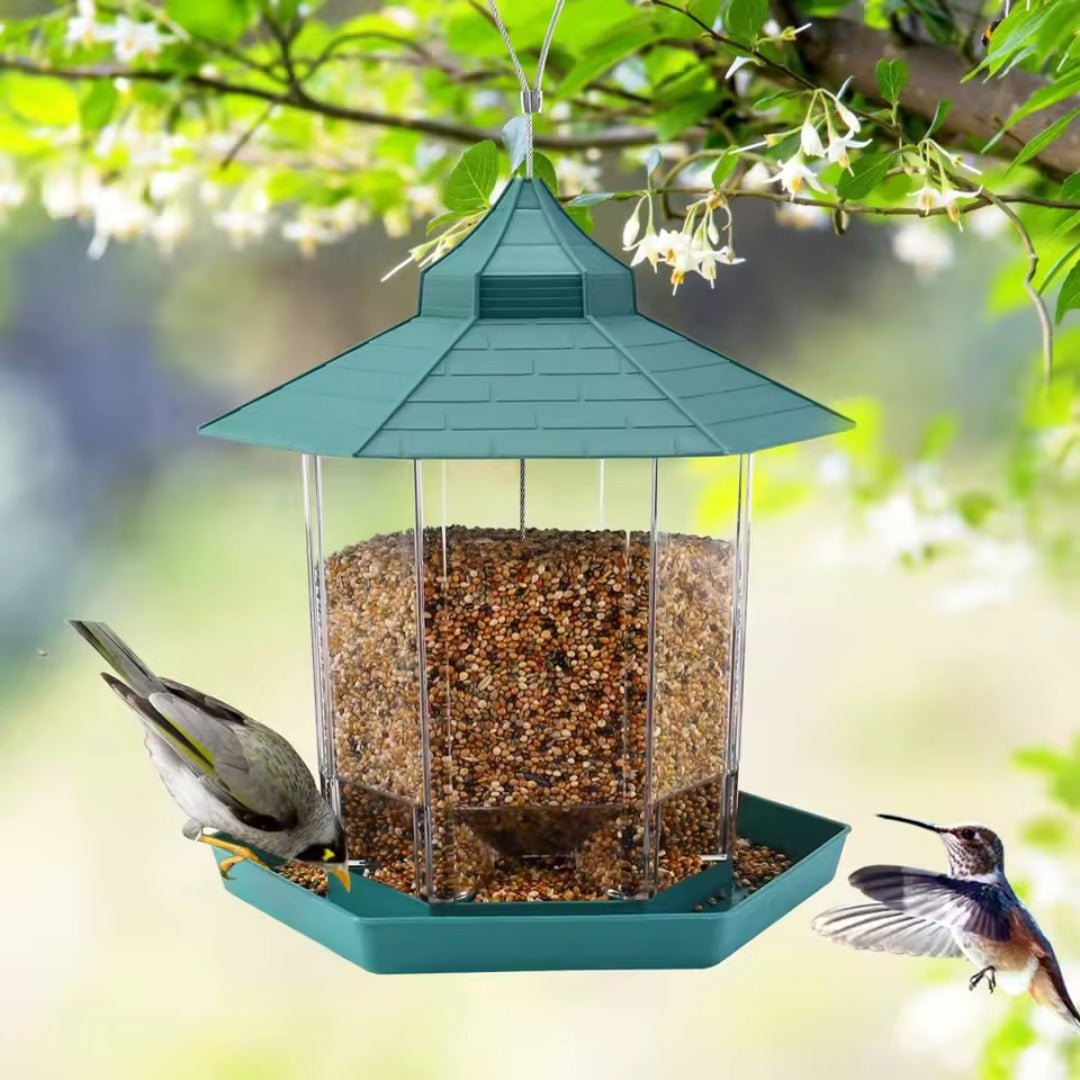 EcoFeast – Hexagonal Pavilion Hanging Bird Feeder with Drainage - Bird Feeder - Wild Eye Vision
