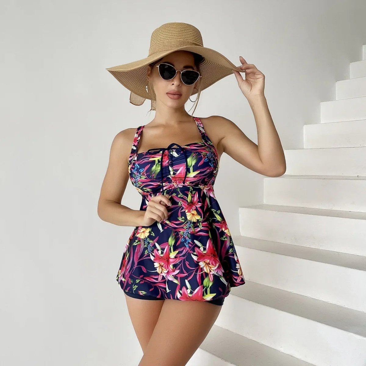 Floral Skirted Swimsuit Set - Swimsuit - Wild Eye Vision