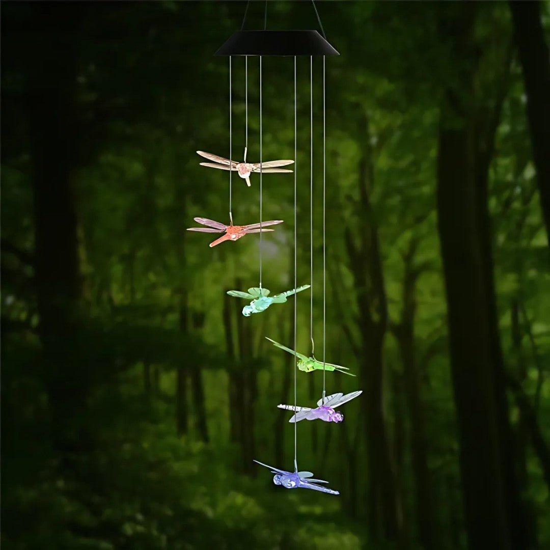 GlowWings – Solar Dragonfly Wind Chime with Colour - Changing LED Lights - Wind Chime - Wild Eye Vision