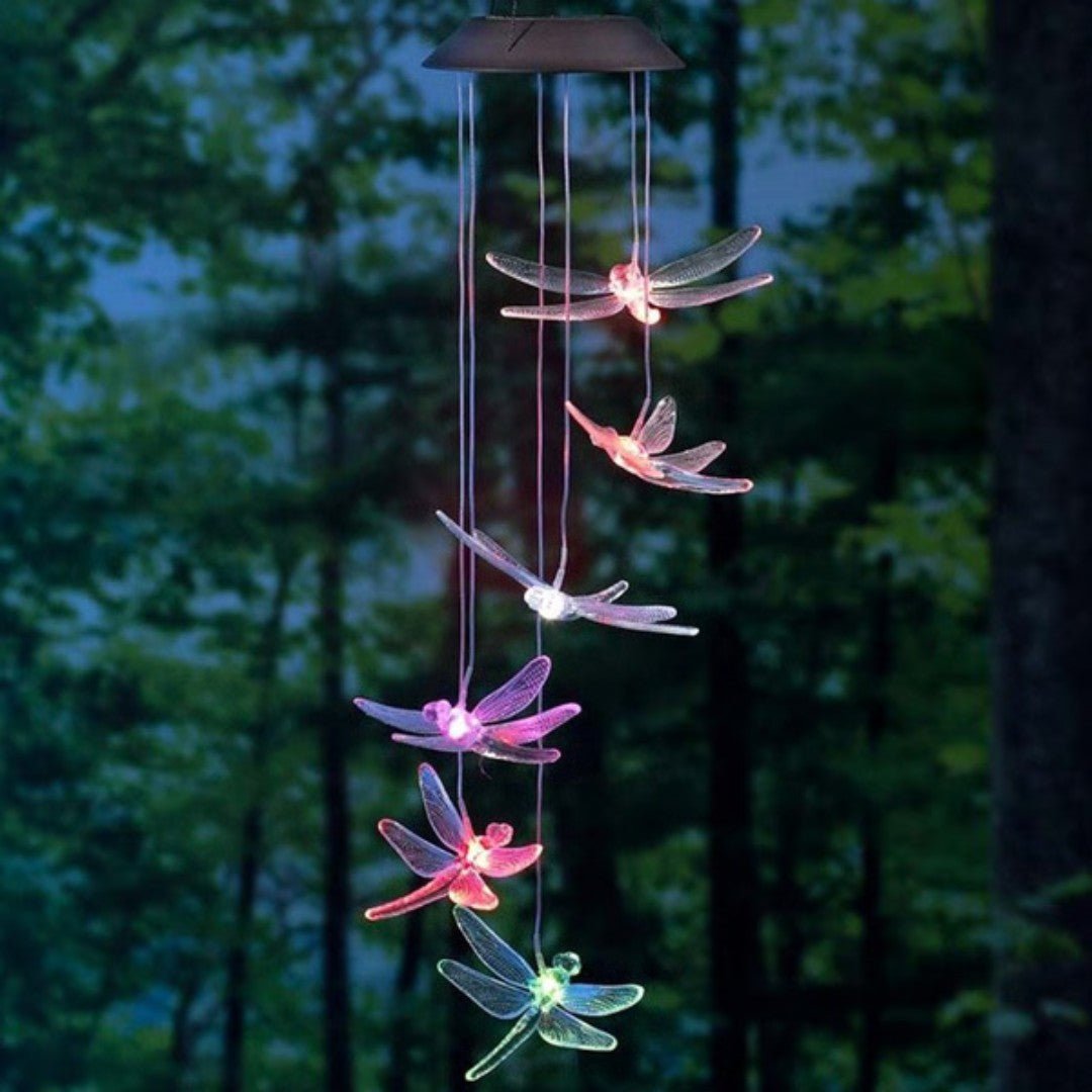 GlowWings – Solar Dragonfly Wind Chime with Colour - Changing LED Lights - Wind Chime - Wild Eye Vision