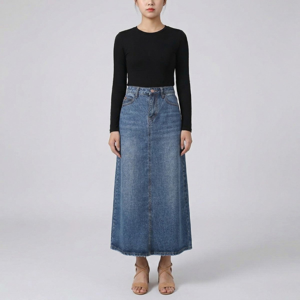 High Waist Denim Maxi Skirt - Skirt - Wild Eye Vision