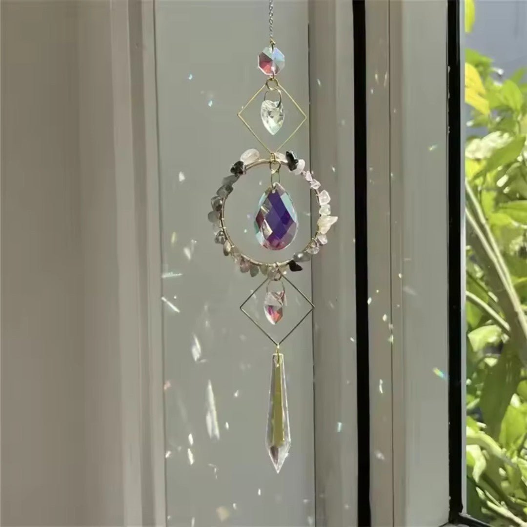 LumiCatch – Crystal Circle Sun Catcher Wind Chime with Rainbow Prism Pendant - Wind Chime - Wild Eye Vision
