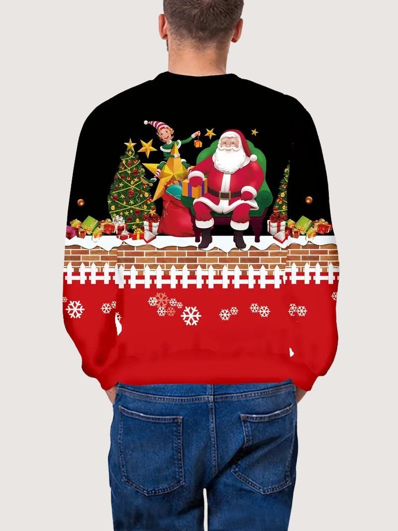 Men’s 3D Santa Print Christmas Sweatshirt - Mens Christmas Jumpers - Wild Eye Vision