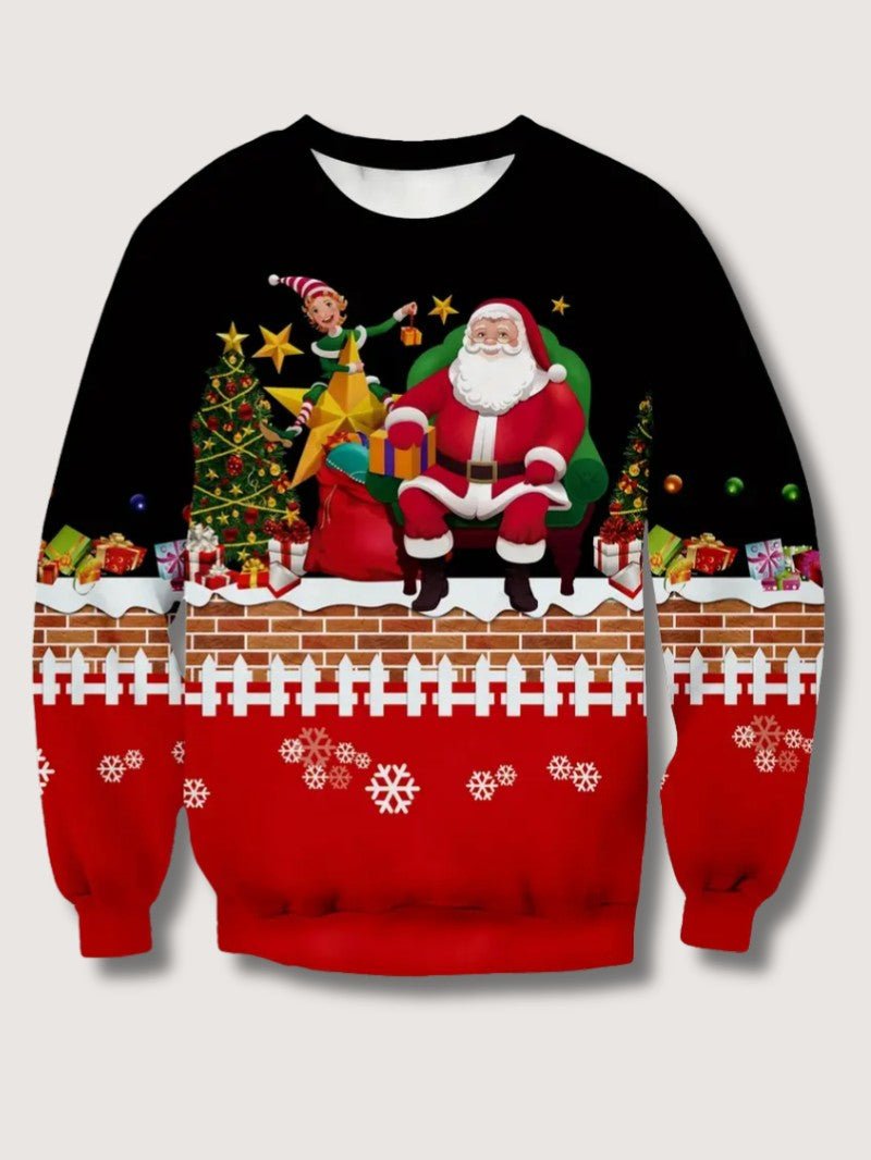 Men’s 3D Santa Print Christmas Sweatshirt - Mens Christmas Jumpers - Wild Eye Vision