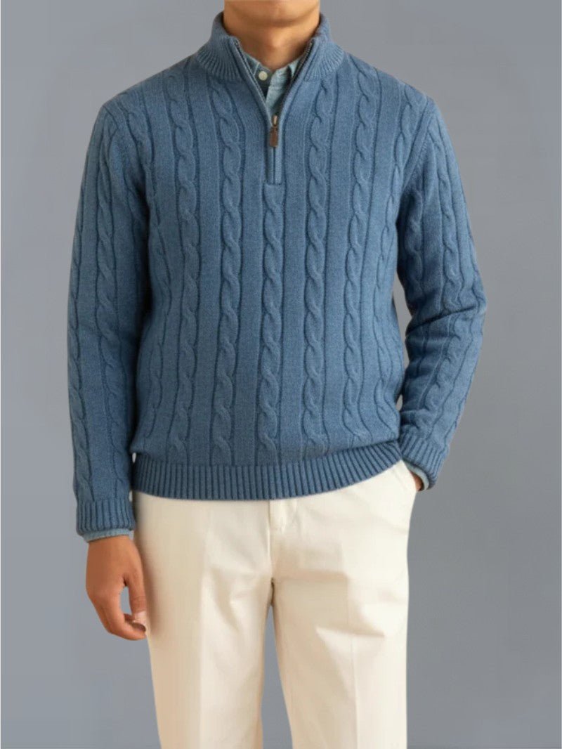 Men’s Cable Knit Half Zip Jumper - Men Knitted Jumper - Wild Eye Vision