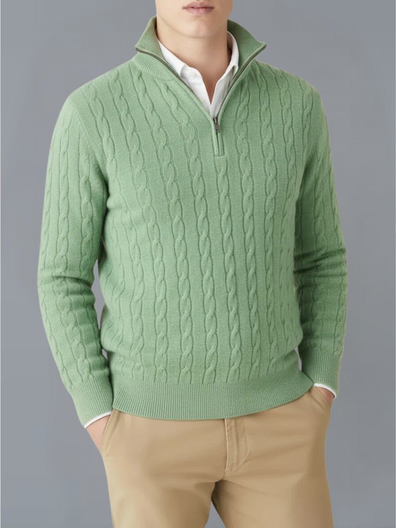 Men’s Cable Knit Half Zip Jumper - Men Knitted Jumper - Wild Eye Vision