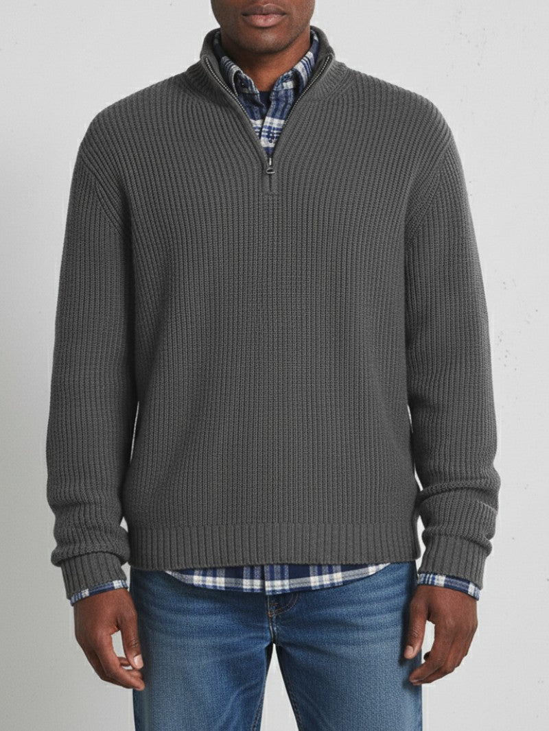 Men’s Half Zip Knit Sweater - Men Jumper - Wild Eye Vision