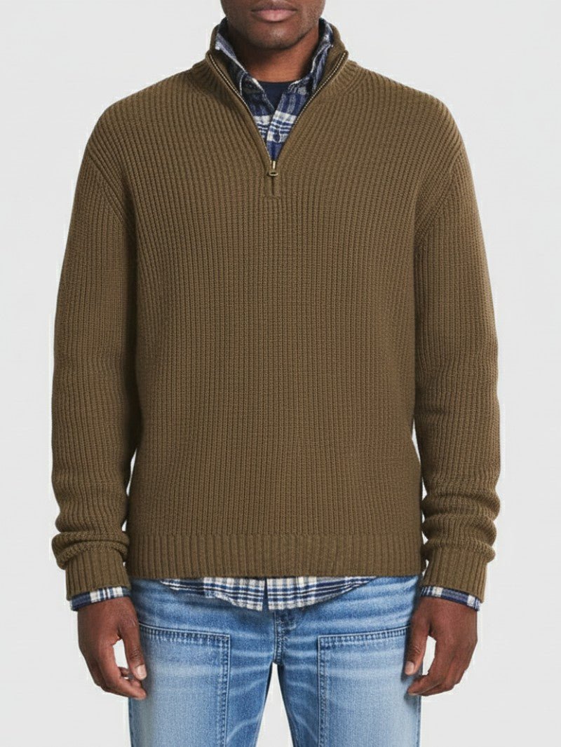 Men’s Half Zip Knit Sweater - Men Jumper - Wild Eye Vision