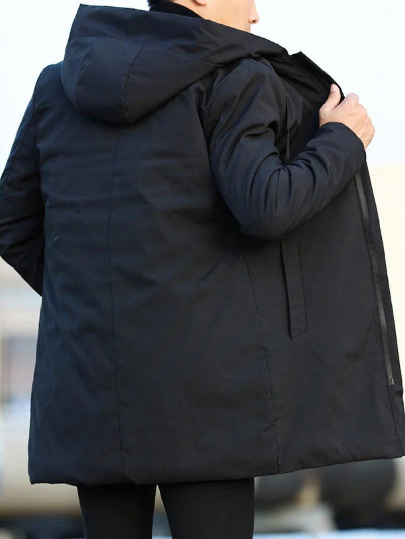 Men’s Mid Length Quilted Hooded Coat - Men's Coat - Wild Eye Vision