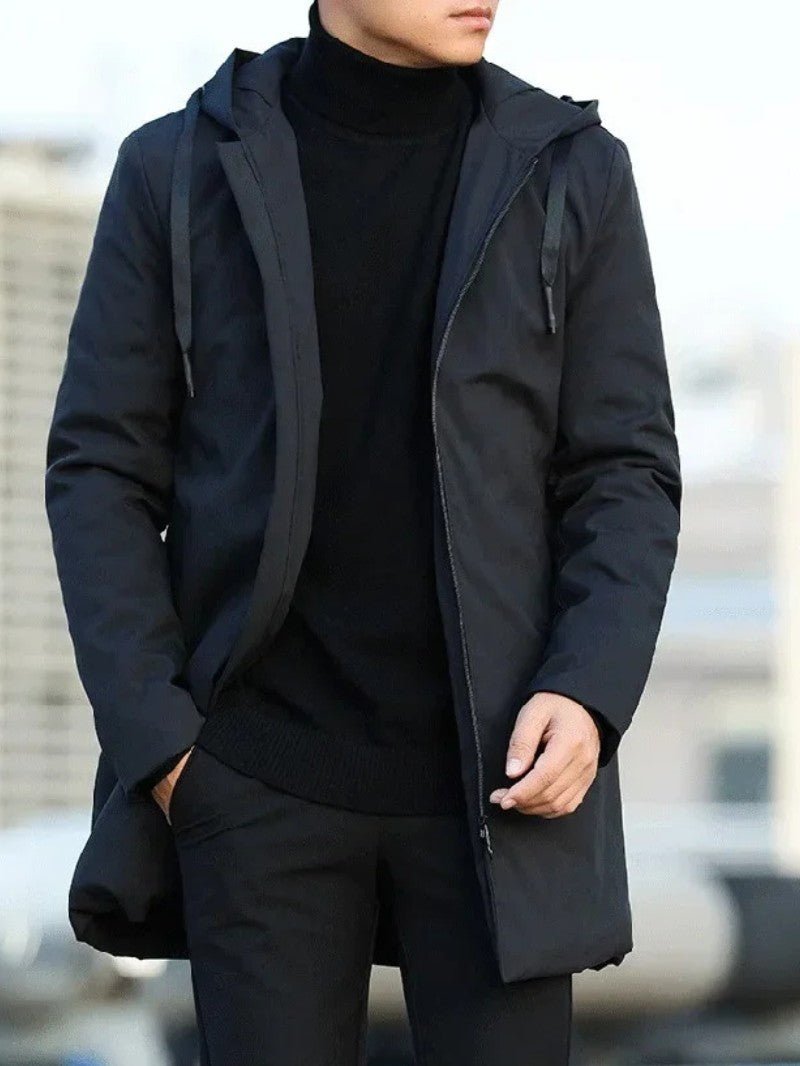 Men’s Mid Length Quilted Hooded Coat - Men's Coat - Wild Eye Vision