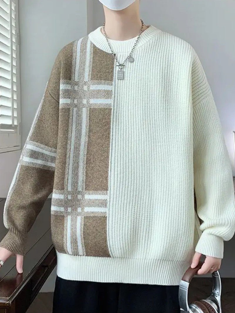 Men’s Patchwork Crew Neck Jumper - Men Jumper - Wild Eye Vision