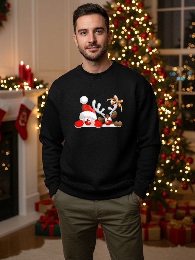 Men’s Santa & Fawn Print Sweater - Mens Christmas Jumpers - Wild Eye Vision