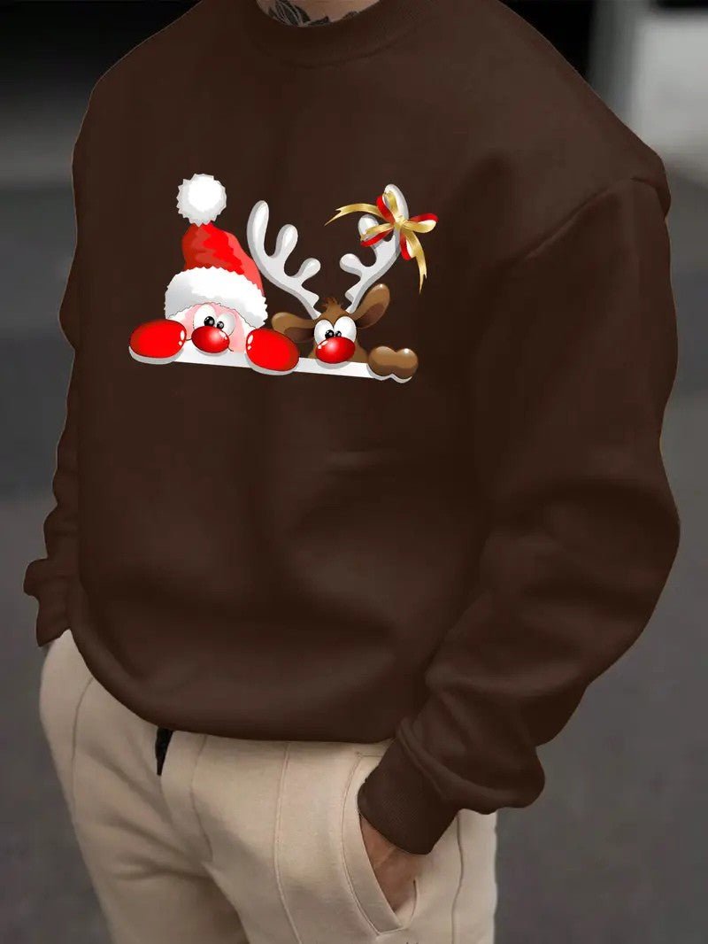 Men’s Santa & Fawn Print Sweater - Mens Christmas Jumpers - Wild Eye Vision