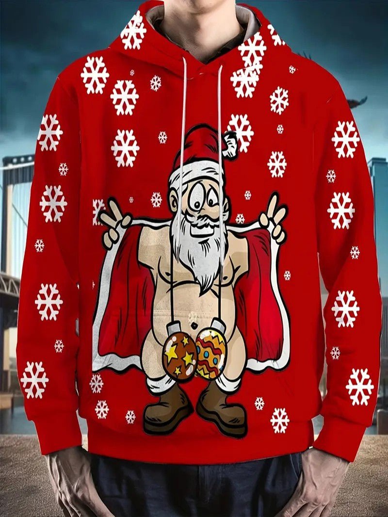 Men’s Santa Print Christmas Hoodie - Mens Christmas Jumpers - Wild Eye Vision