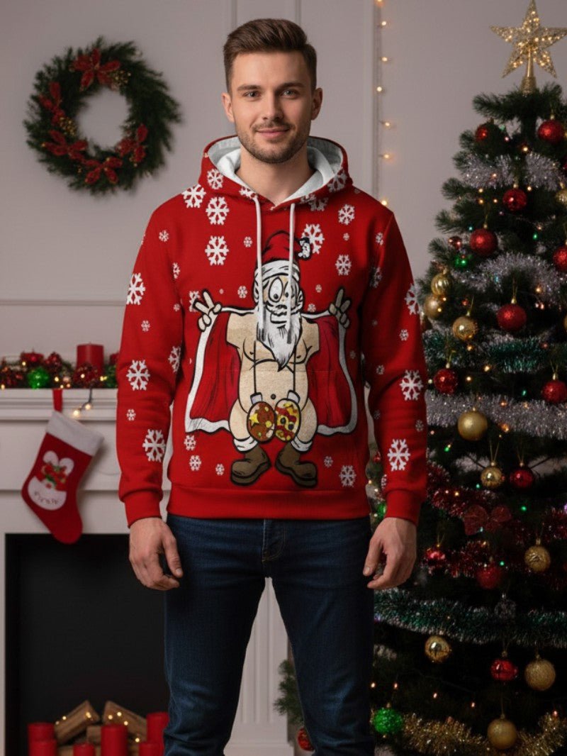 Men’s Santa Print Christmas Hoodie - Mens Christmas Jumpers - Wild Eye Vision