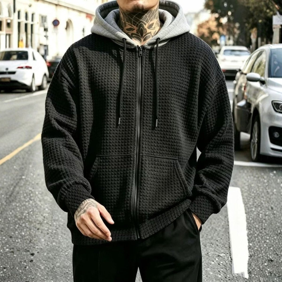 Men’s Textured Hooded Jacket - Hooded Jacket - Wild Eye Vision