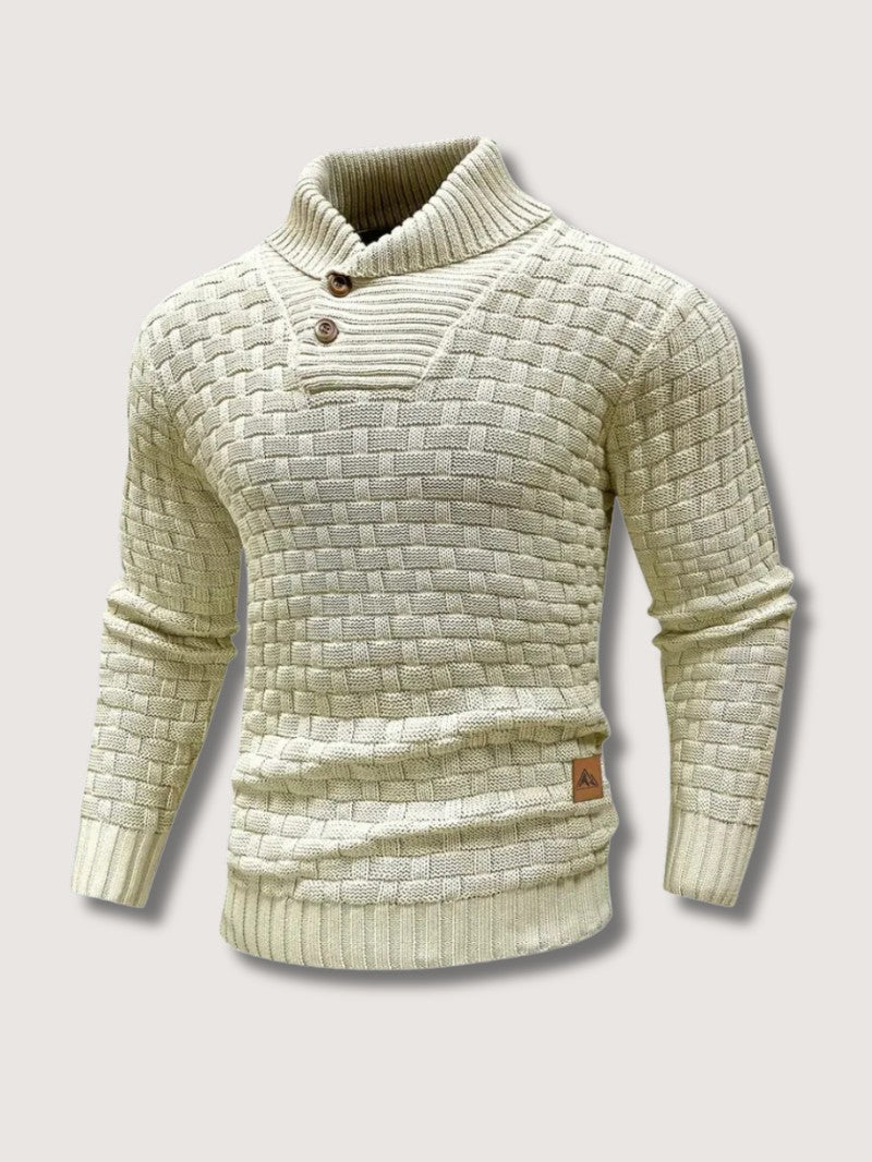 Men’s Textured Knit Shawl Collar Jumper - Men Knitted Jumper - Wild Eye Vision
