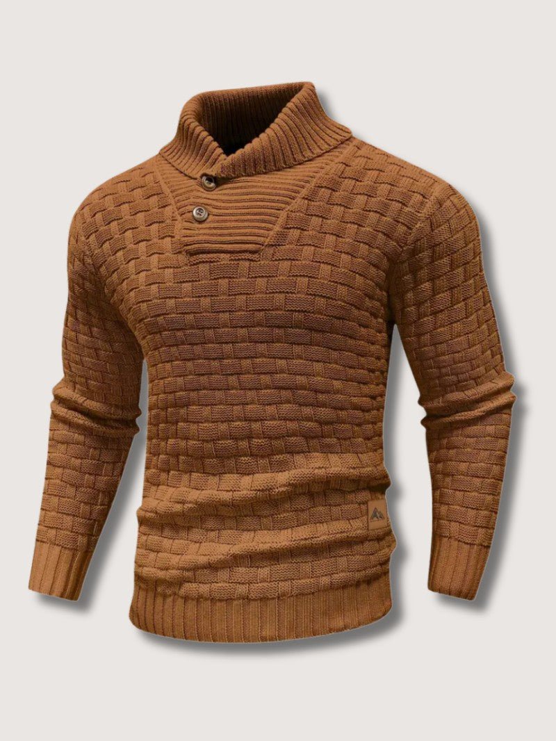 Men’s Textured Knit Shawl Collar Jumper - Men Knitted Jumper - Wild Eye Vision