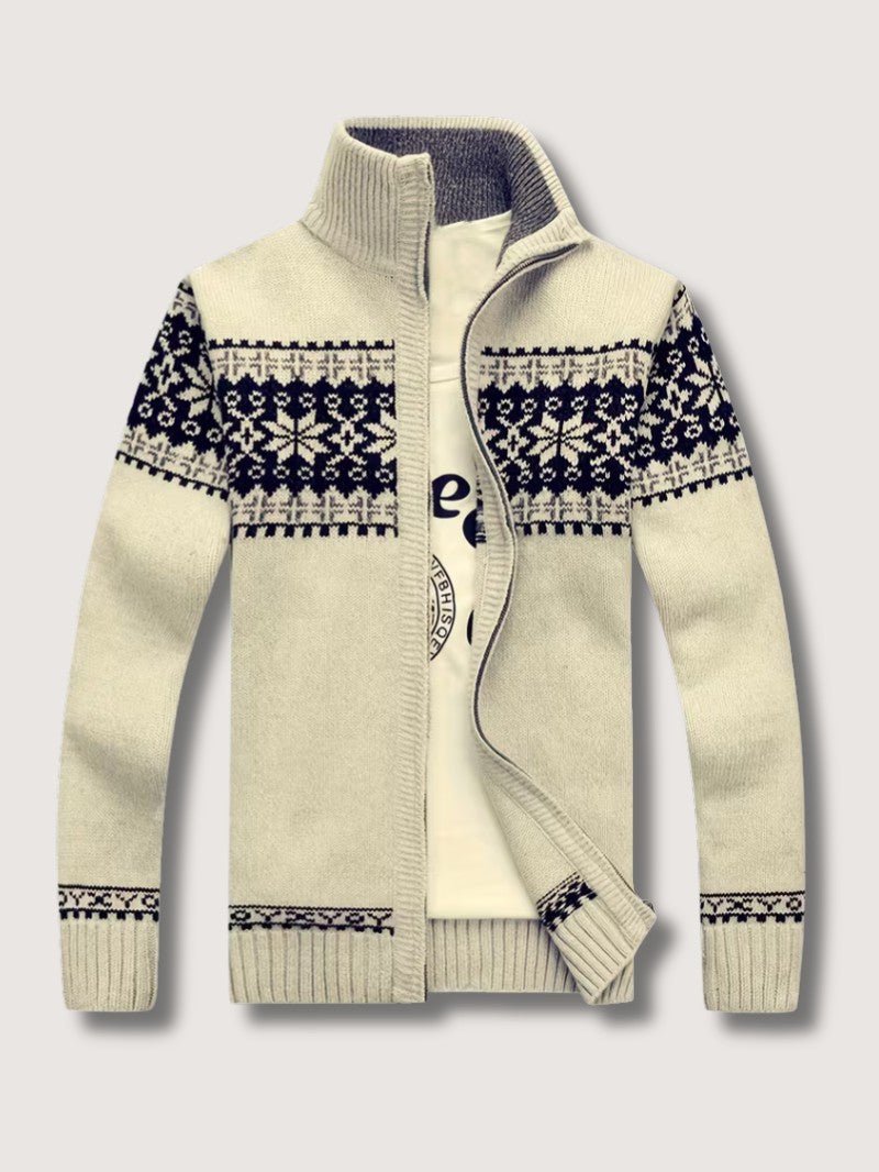 Men’s Winter Knit Cardigan with Stand Collar - Men Knit Cardigan - Wild Eye Vision