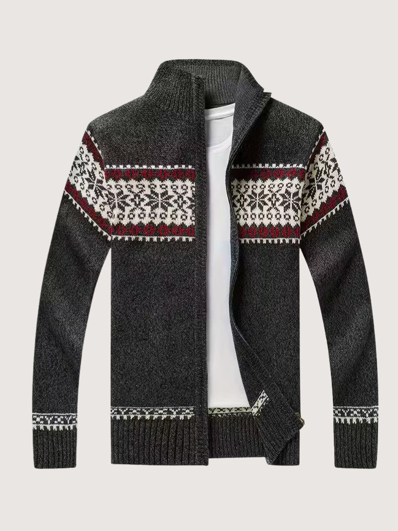 Men’s Winter Knit Cardigan with Stand Collar - Men Knit Cardigan - Wild Eye Vision