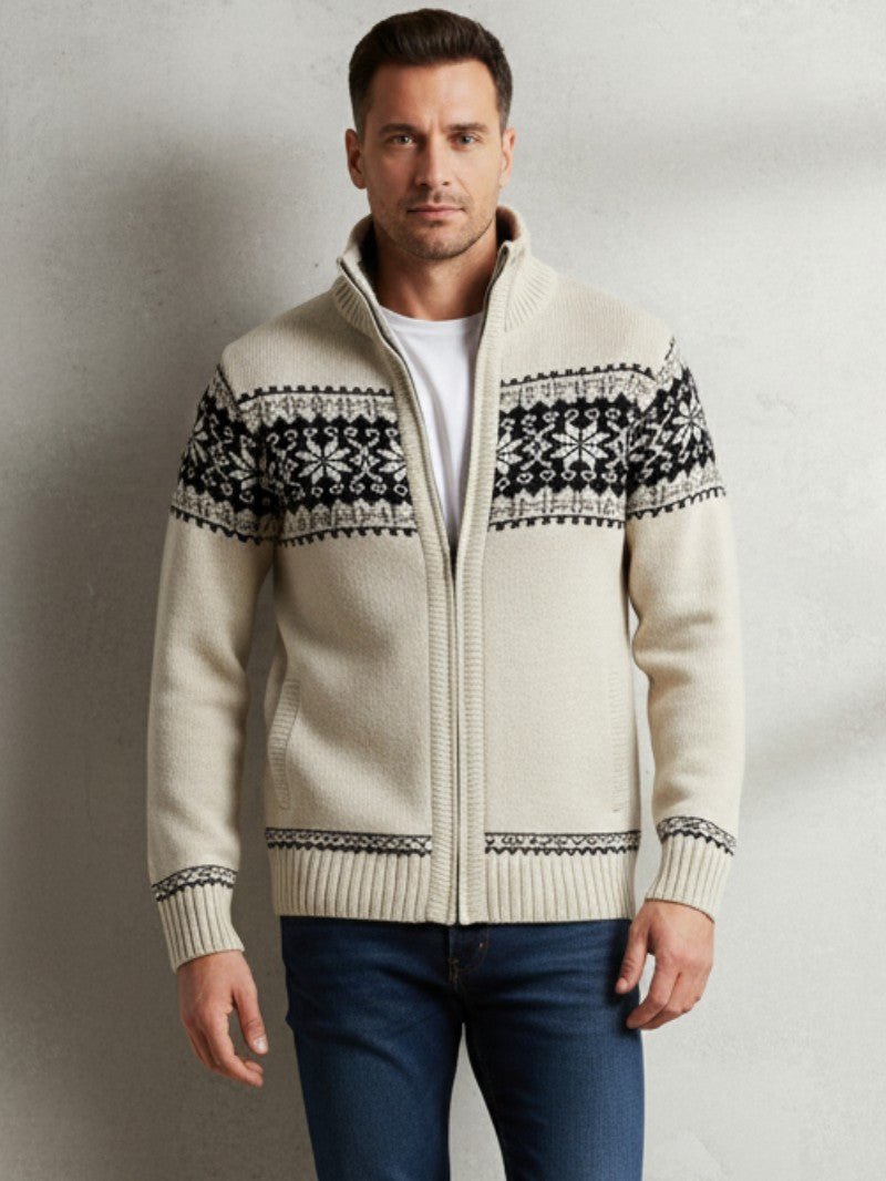 Men’s Winter Knit Cardigan with Stand Collar - Men Knit Cardigan - Wild Eye Vision