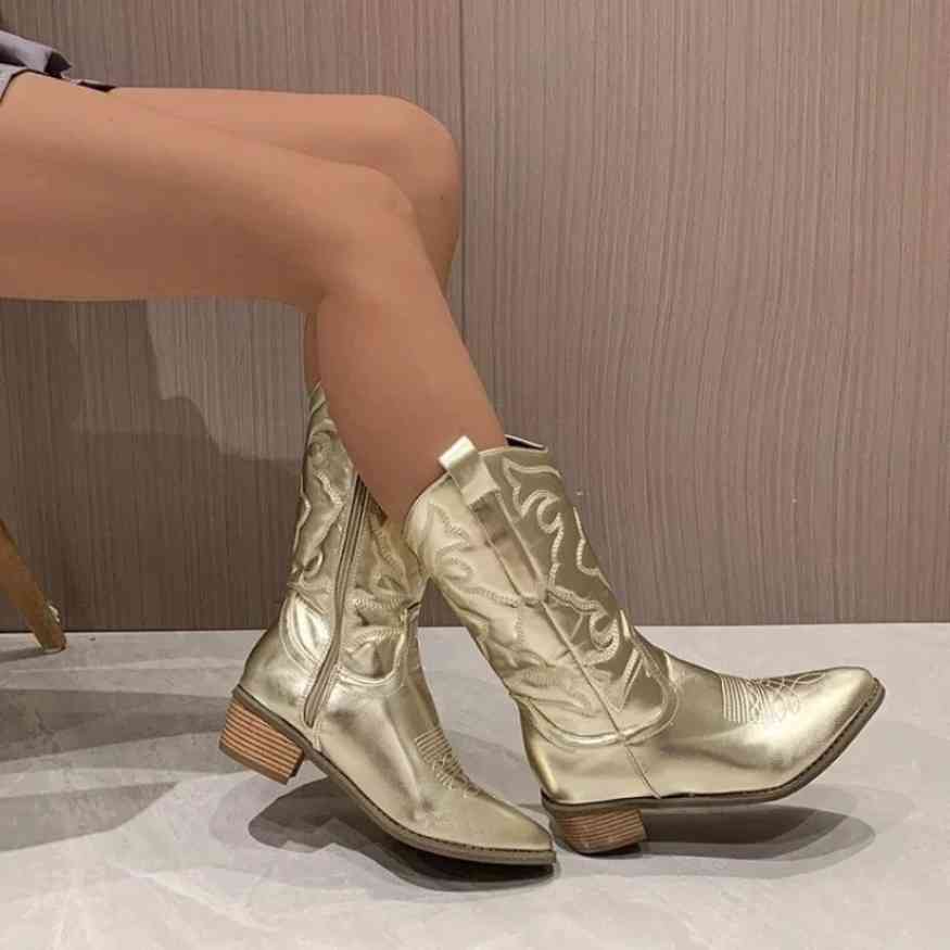 Mid - Calf Retro Cowgirl Boots - Cowgirl Boots - Wild Eye Vision