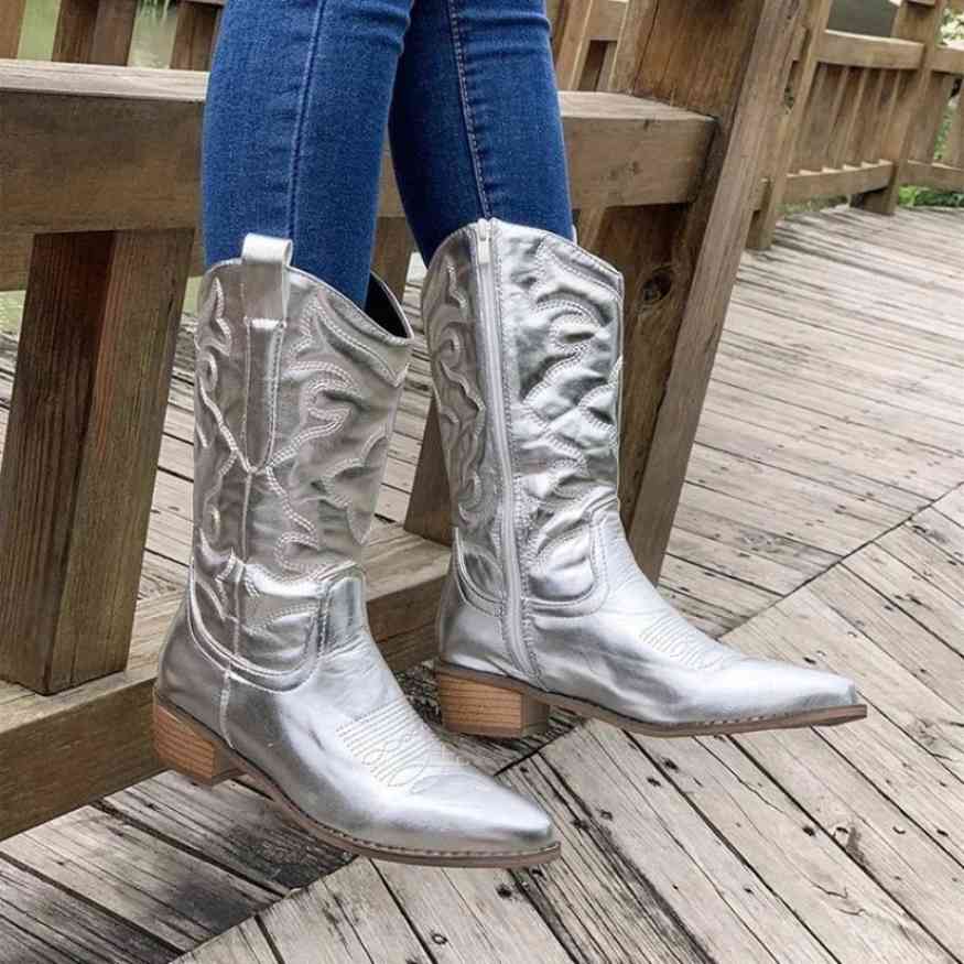 Mid - Calf Retro Cowgirl Boots - Cowgirl Boots - Wild Eye Vision