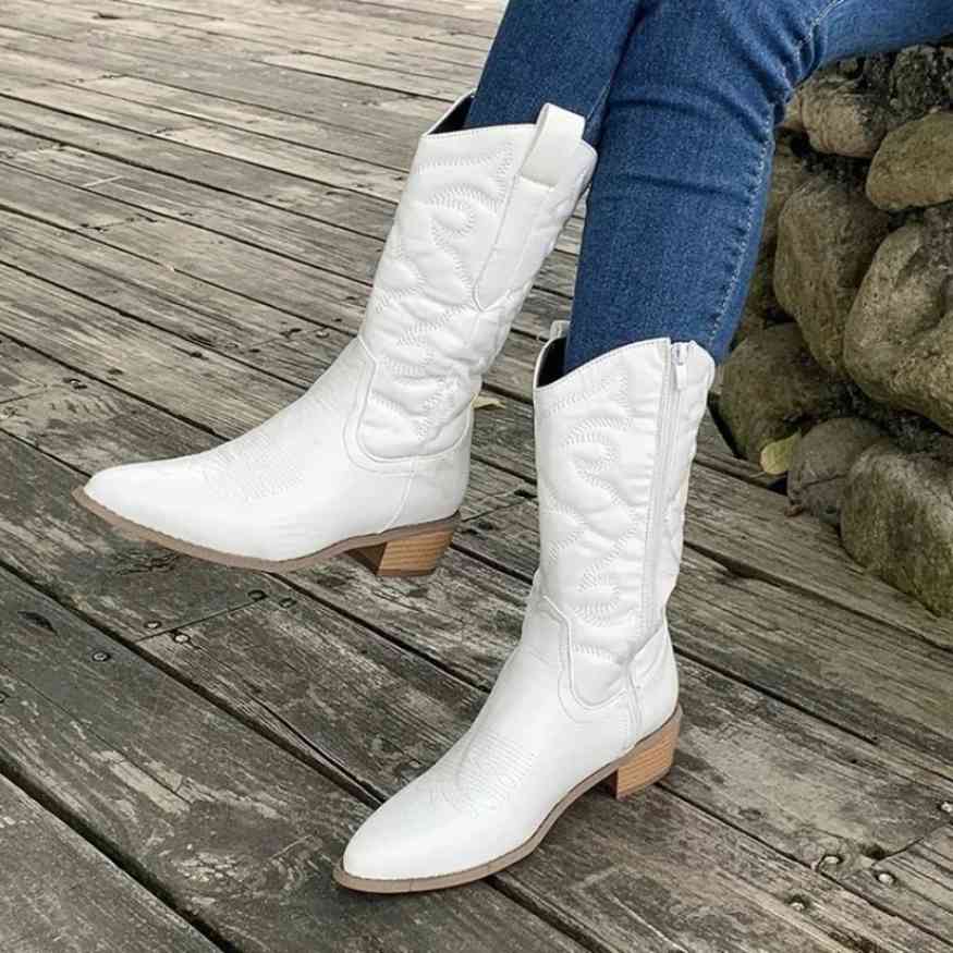 Mid - Calf Retro Cowgirl Boots - Cowgirl Boots - Wild Eye Vision
