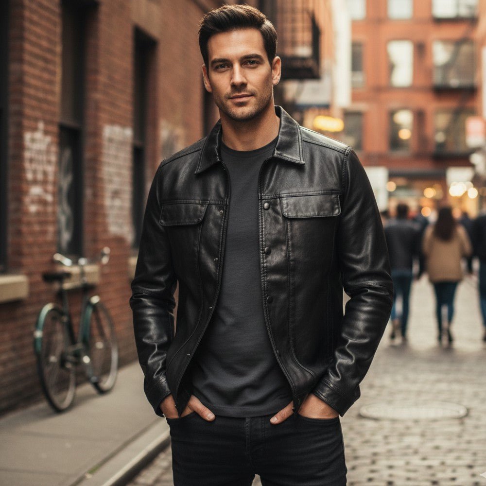 Modern Casual Biker Jacket - Men's Leather Jacket - Wild Eye Vision