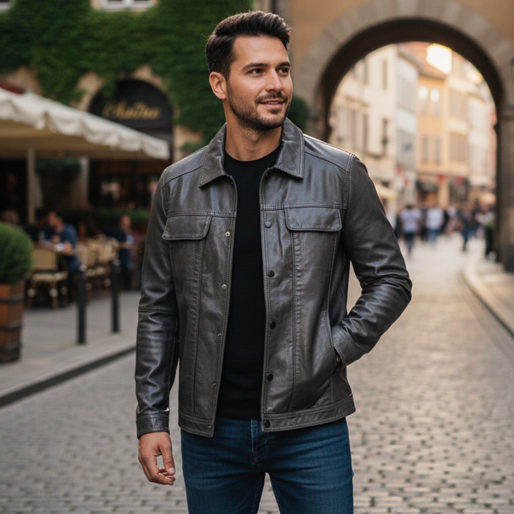 Modern Casual Biker Jacket - Men's Leather Jacket - Wild Eye Vision