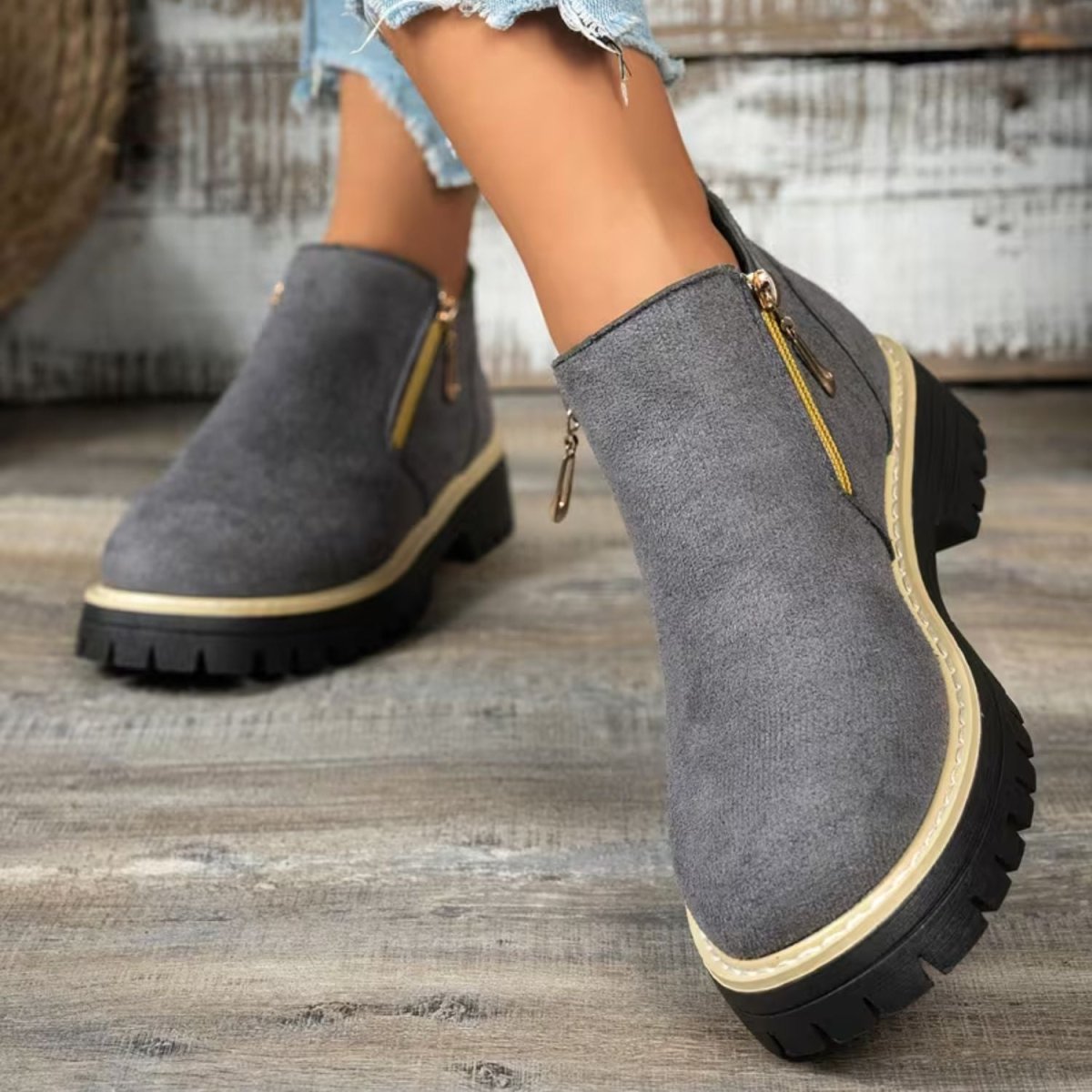 Platform Double Zip Ankle Boots - Women Ankle Boots - Wild Eye Vision