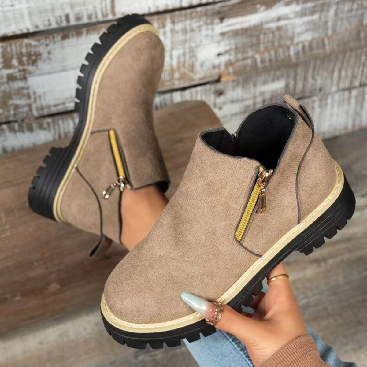Platform Double Zip Ankle Boots - Women Ankle Boots - Wild Eye Vision