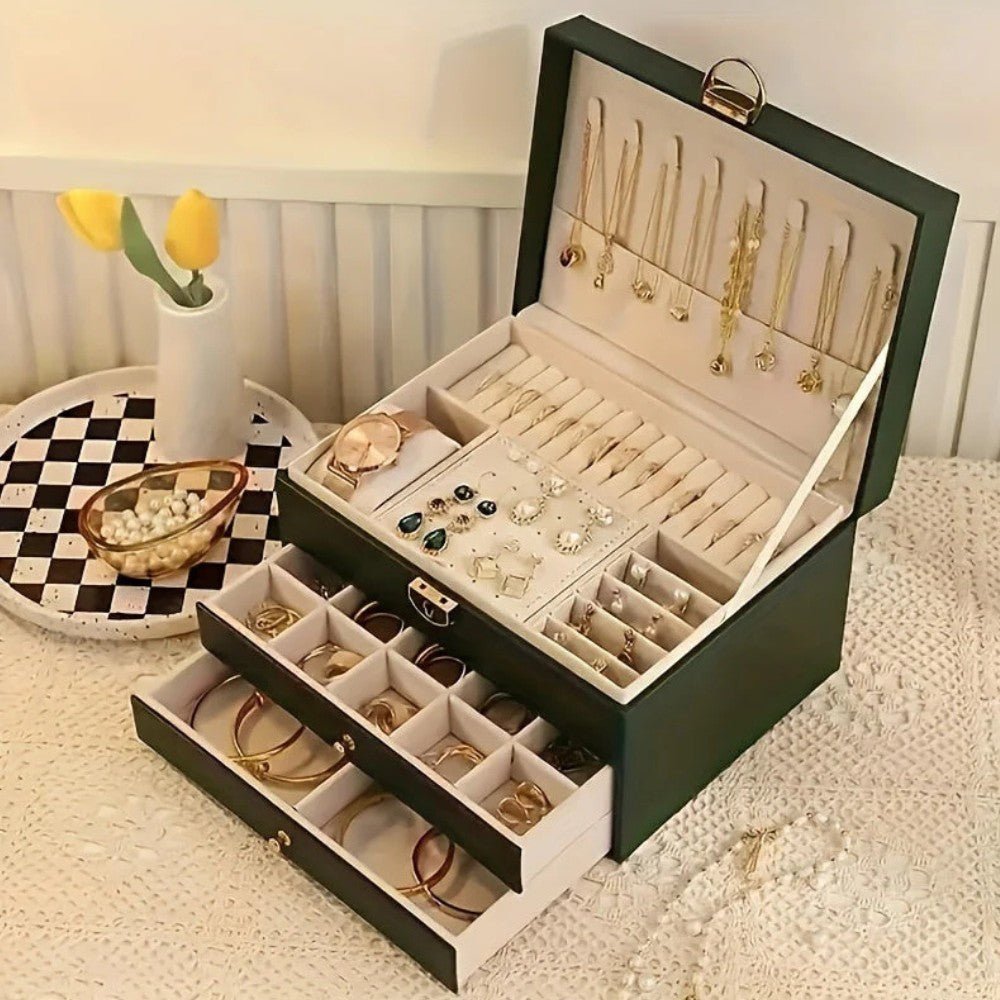 Premium Leather Jewelry Storage Organizer - Jewelry Box - Wild Eye Vision