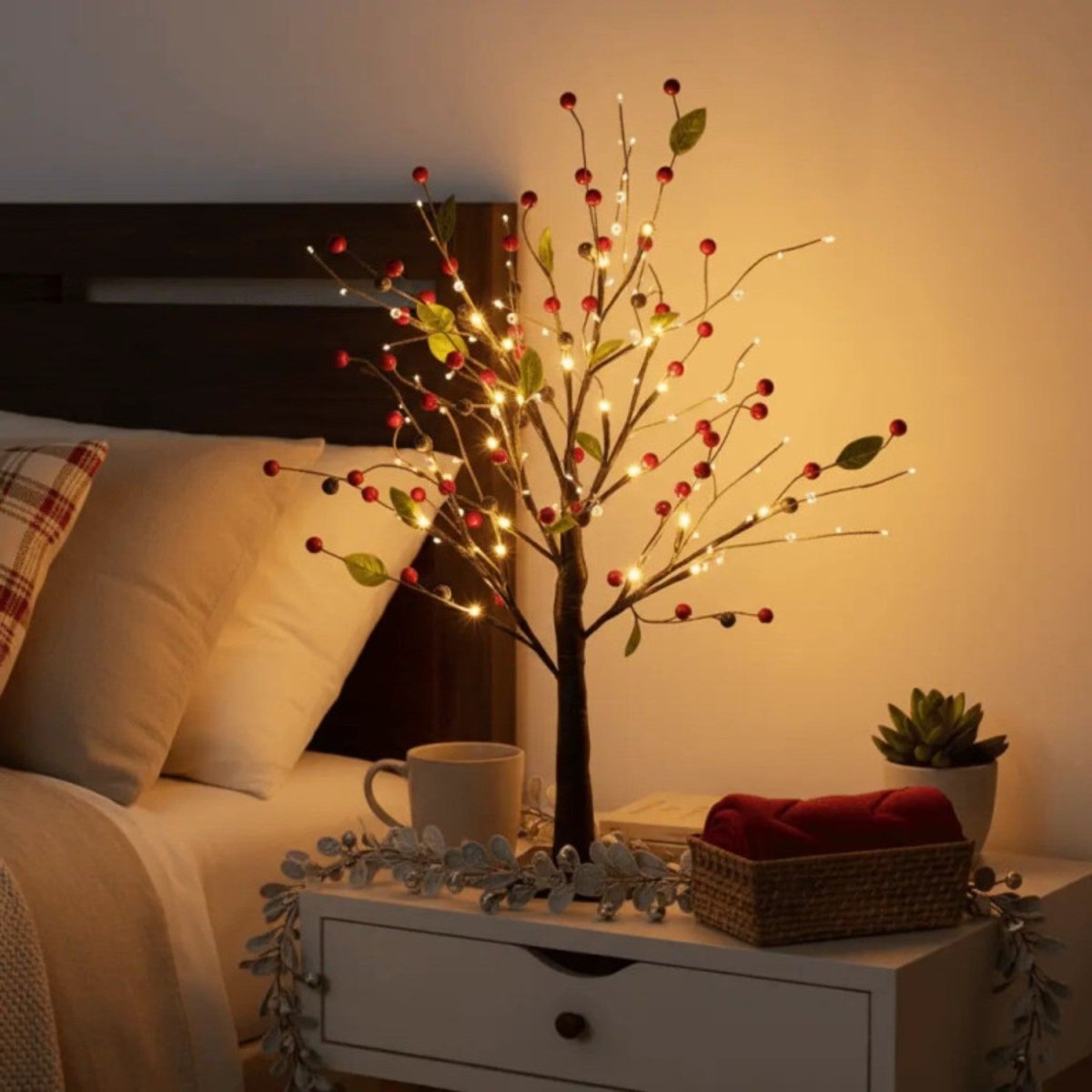 Red Berry Light Tree Decor - Table Lamp - Wild Eye Vision
