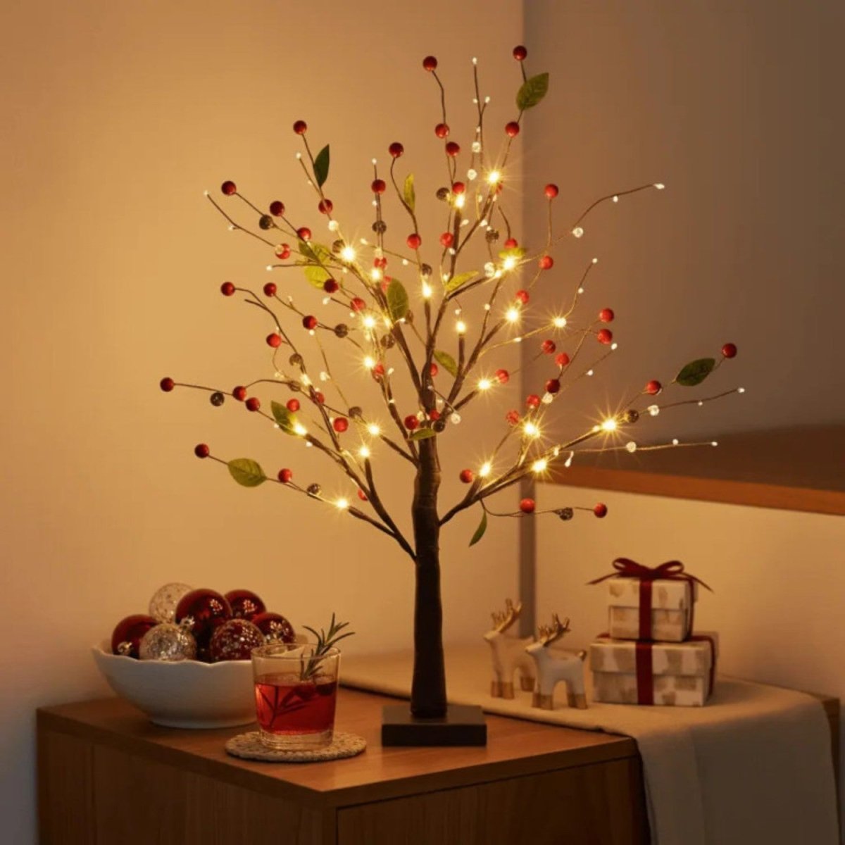 Red Berry Light Tree Decor - Table Lamp - Wild Eye Vision