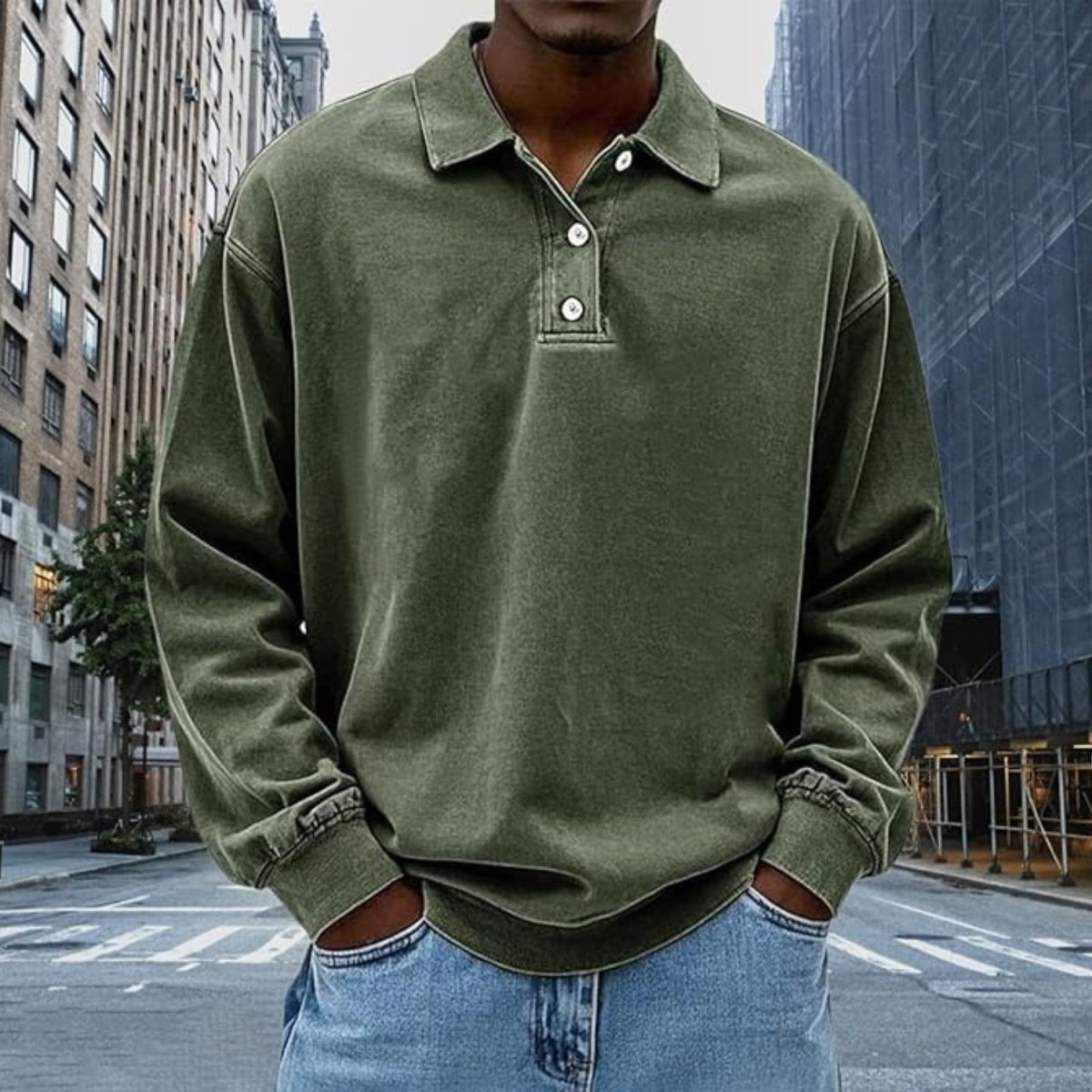 Relaxed Long Sleeve Polo Shirt - Polo Shirts - Wild Eye Vision