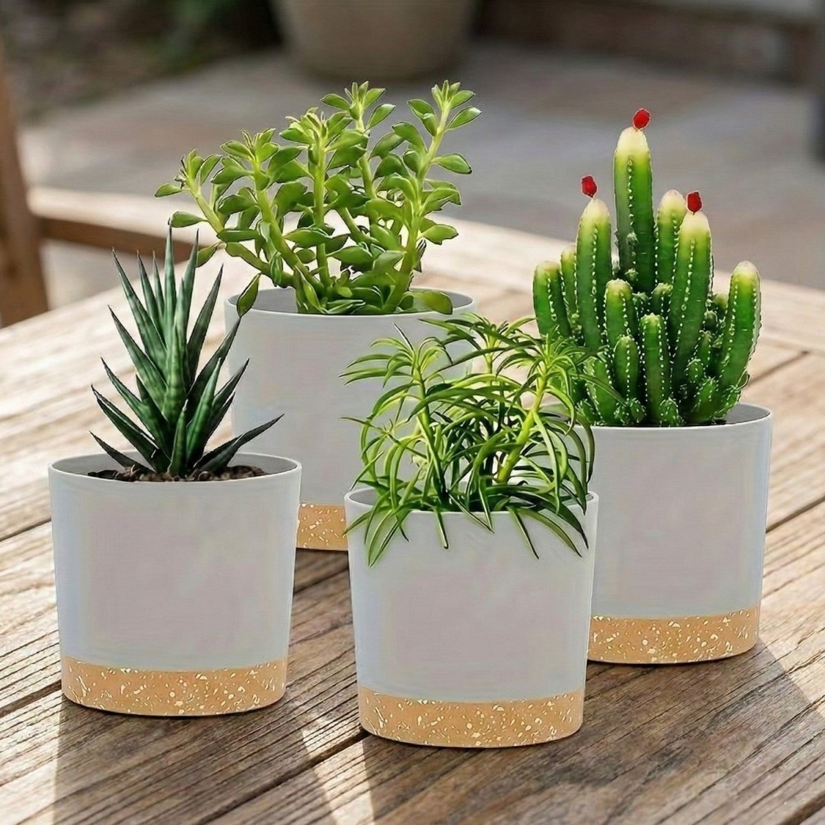 Set of 4 Modern Flower Pots with Drainage - Flowerpot - Wild Eye Vision