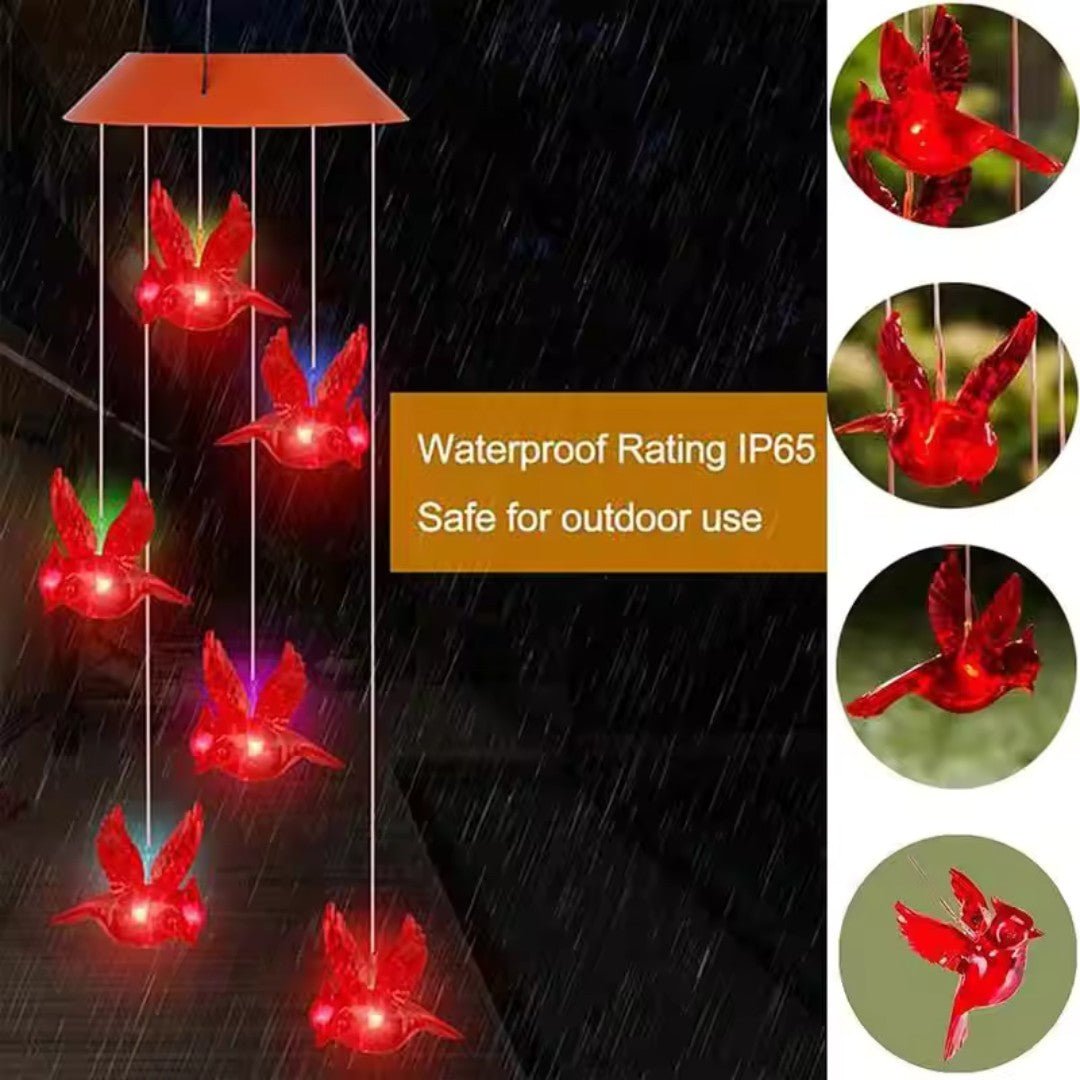 SoloraGlow – Solar - Powered Cardinal Wind Chime Light - Wind Chime - Wild Eye Vision