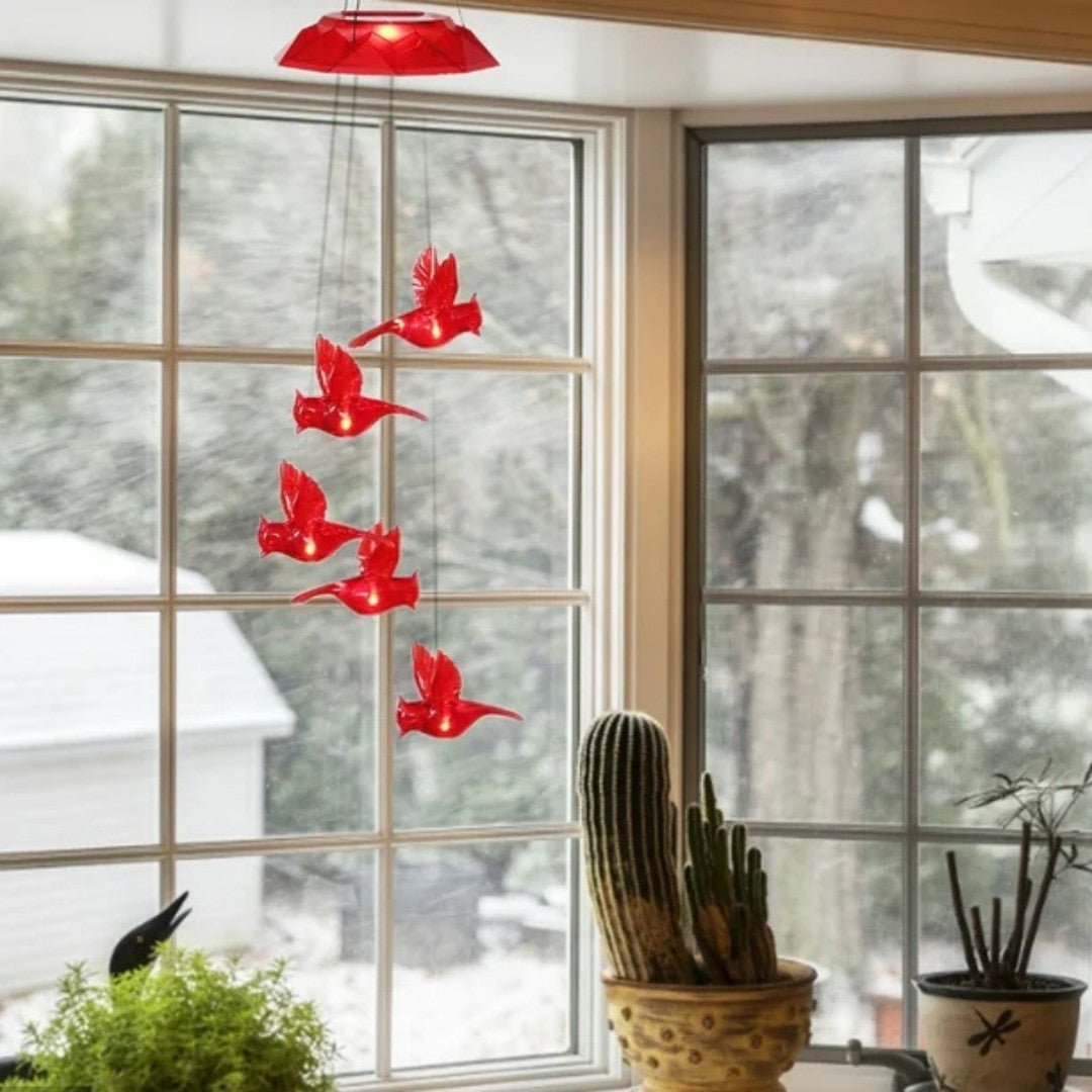 SoloraGlow – Solar - Powered Cardinal Wind Chime Light - Wind Chime - Wild Eye Vision