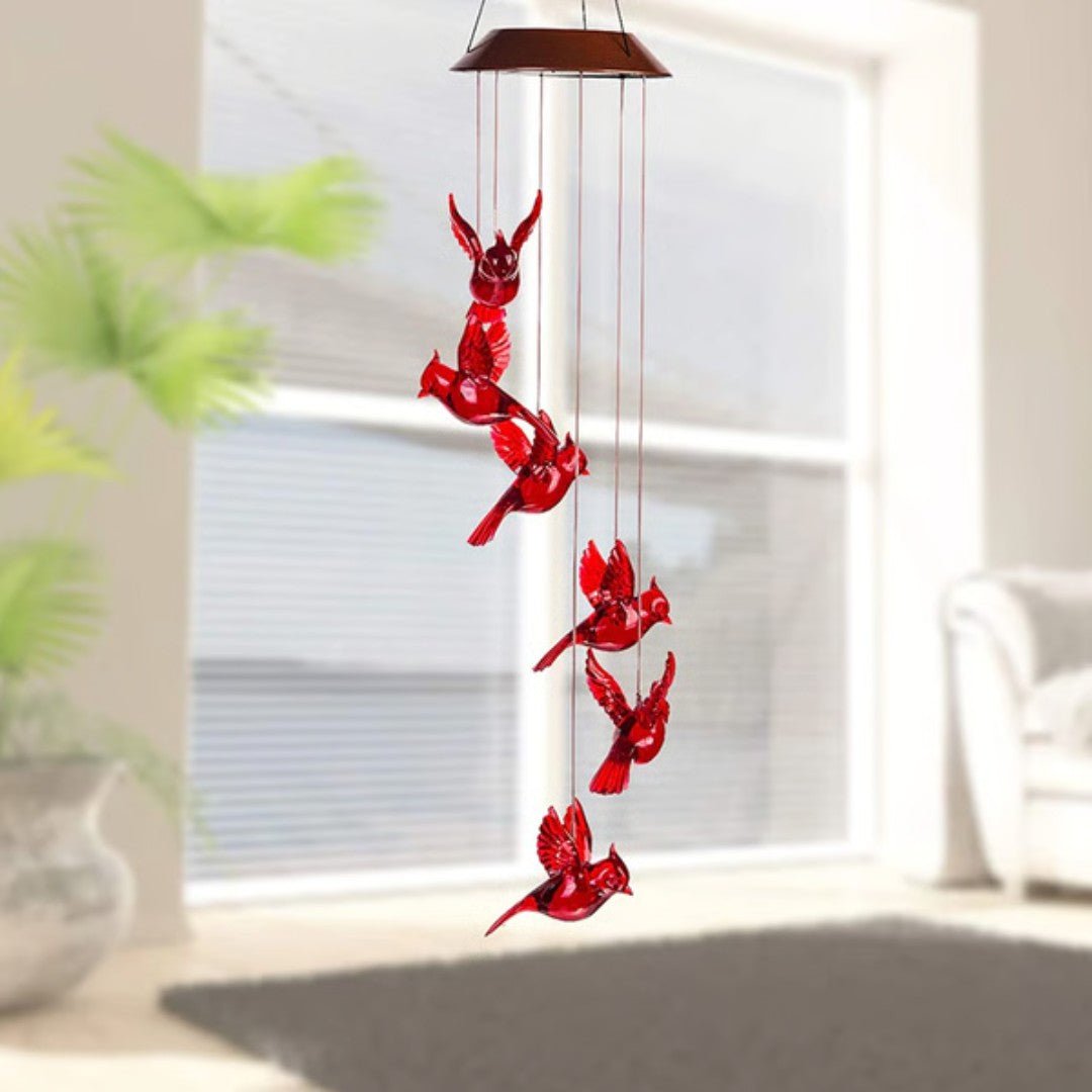 SoloraGlow – Solar - Powered Cardinal Wind Chime Light - Wind Chime - Wild Eye Vision